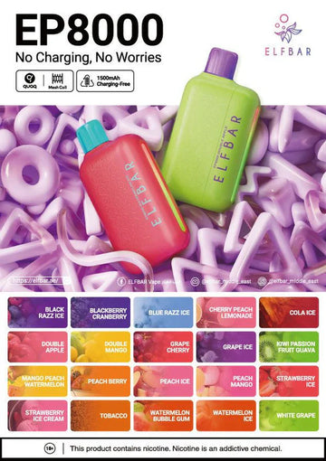 ELF BAR EP 8000 PUFFS  DISPOSABLE VAPE