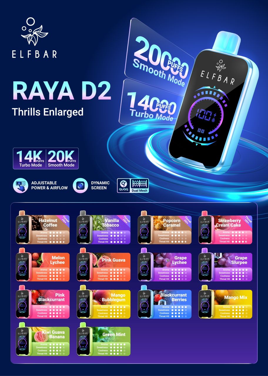 ELF BAR RAYA D2 20000 PUFFS  DISPOSABLE VAPE
